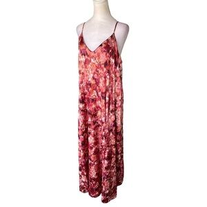 Nicole Miller Abstract Print Maxi Dress with Pockets and Built In Bra Size Large